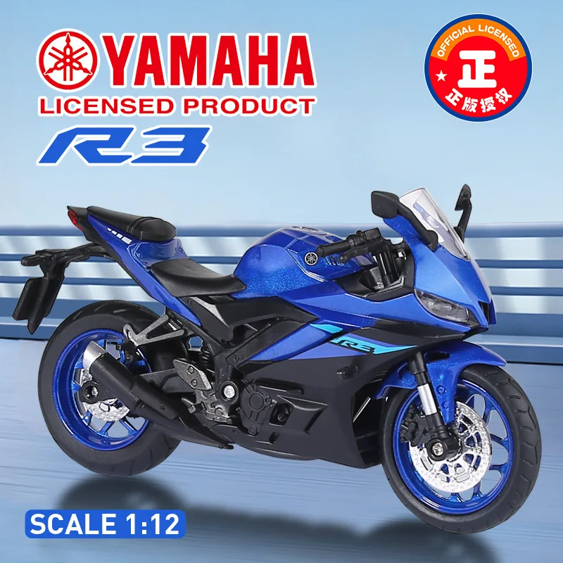 

Моделирование 1:12 Yamaha R3, аудиовизуальная модель мотоцикла из сплава, высококачественный орнамент, головоломка, игрушка, коллекция подарков на день рождения
