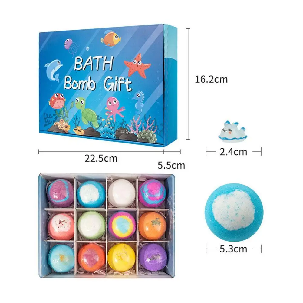 12 Pack Kids Bath Bombs with Surprise Sea Animal Toys Fizzy Bath Balls Gift Set for Birthday Party Favors