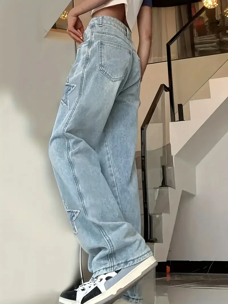 Frauen Hohe Taille Jeans Koreanische Mode 2024 Frühling Herbst Neue Weibliche Vintage Denim Hosen Lose Damen Breite Bein Gerade Hosen