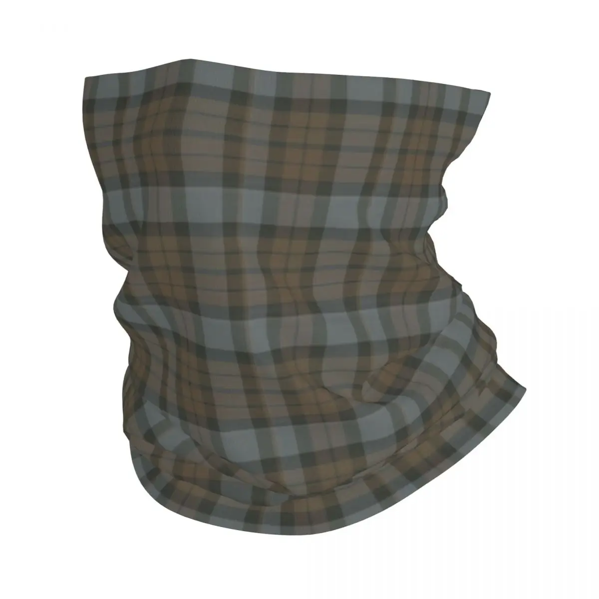 Custom Brown Grey Plaid Tartan Textured Bandana Neck Gaiter Windproof Face Scarf Cover Classic Gingham Headband Tube Balaclava