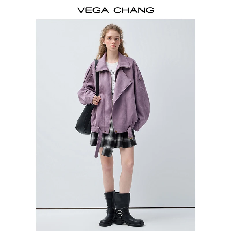 سترة نسائية جديدة من فيغا تشانغ لفصلي الربيع والخريف، مصنوعة من الجلد الصناعي بملمس مميز، تصميم عصري على الطراز الكوري