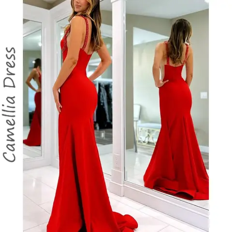 Kamelia Sexiga Sjöjungfruklänningar Delad Tank Cut-out Klänningar Rygglös Golvlång Ny Ankomst Balklänning فساتين سهرة 8 best sales eleganta middagsklänningar - №4