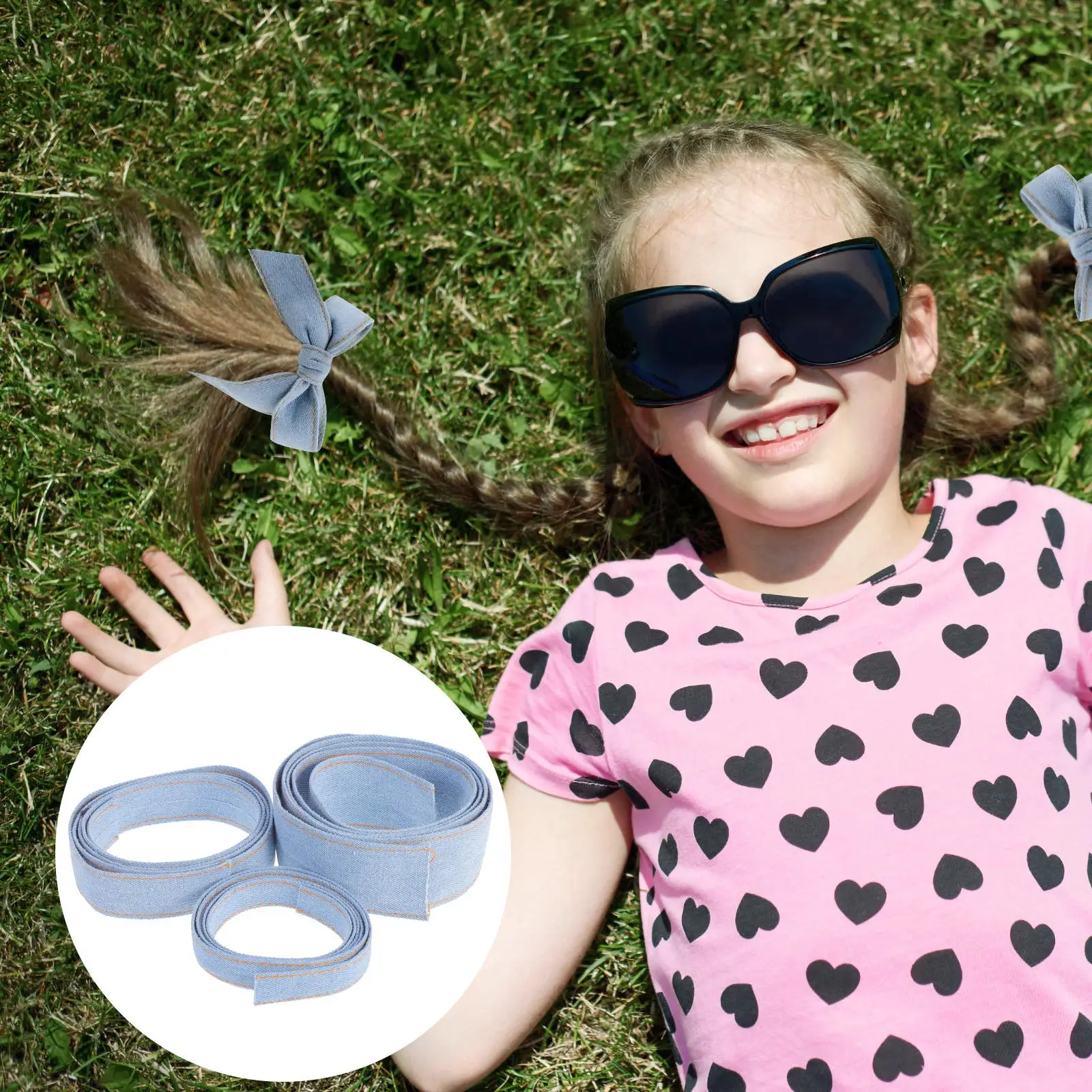 

3Pcs Denim Ribbon Layering Cloth Fabric Soft Durable Natural Color DIY Hair Accessories Hairpins Headbands Scrapbook Craft