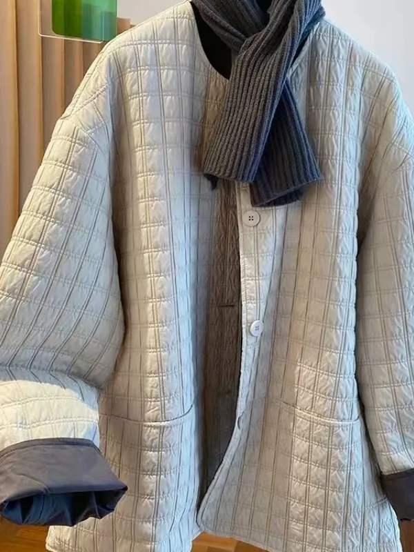 

Ретро-кардиган из хлопкового фланеля в клетку, теплый, без подкладки, женский, зимний, легкий, свободного кроя, верхняя одежда, хлопковое пальто