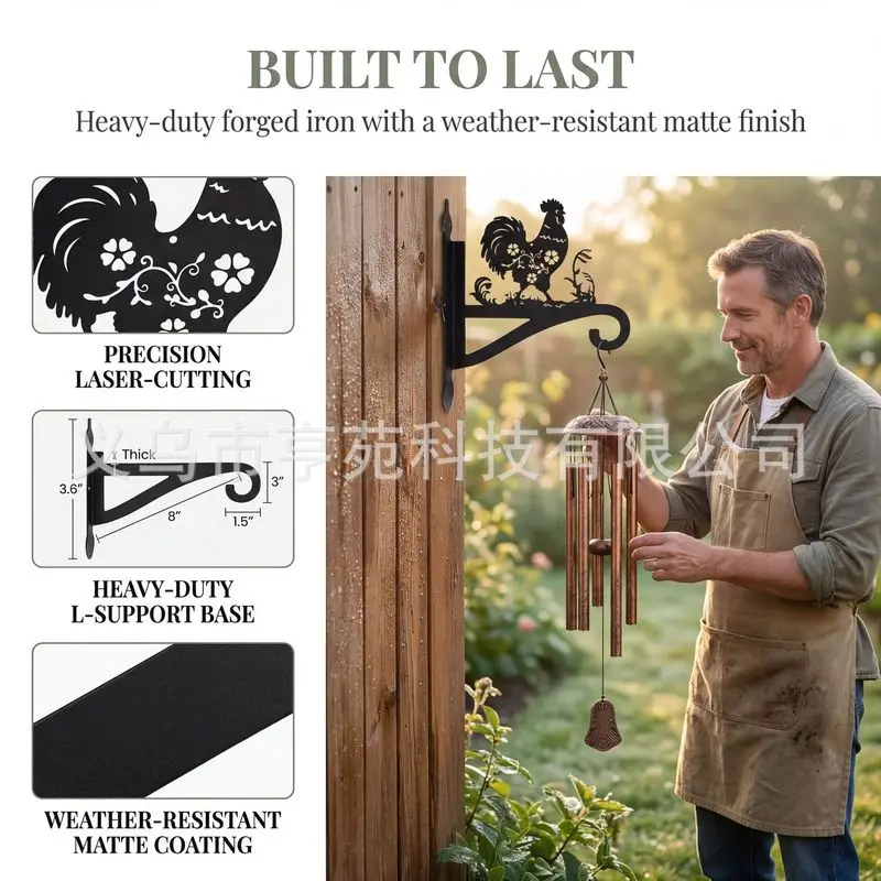 Hanging plant stand hook heavy-duty iron decorative gnome silhouette outdoor hanging basket flower pot hook indoor clothes rack