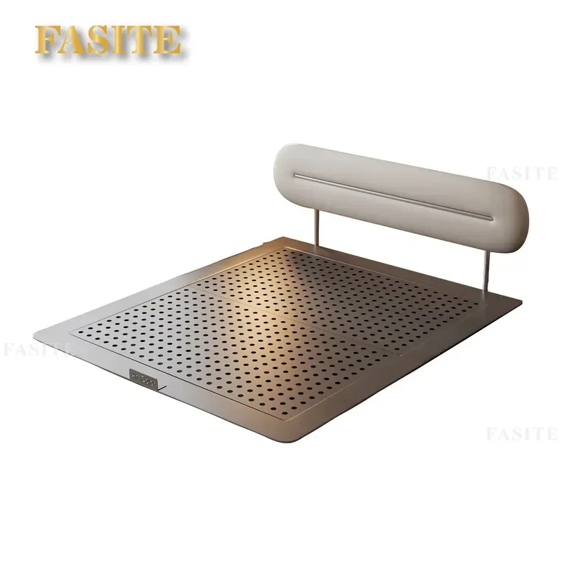For Small Apartment Retro French Style Bed Eco Friendly Steel Frame Ultra Thin Backrest Antique Leather Double Bed for