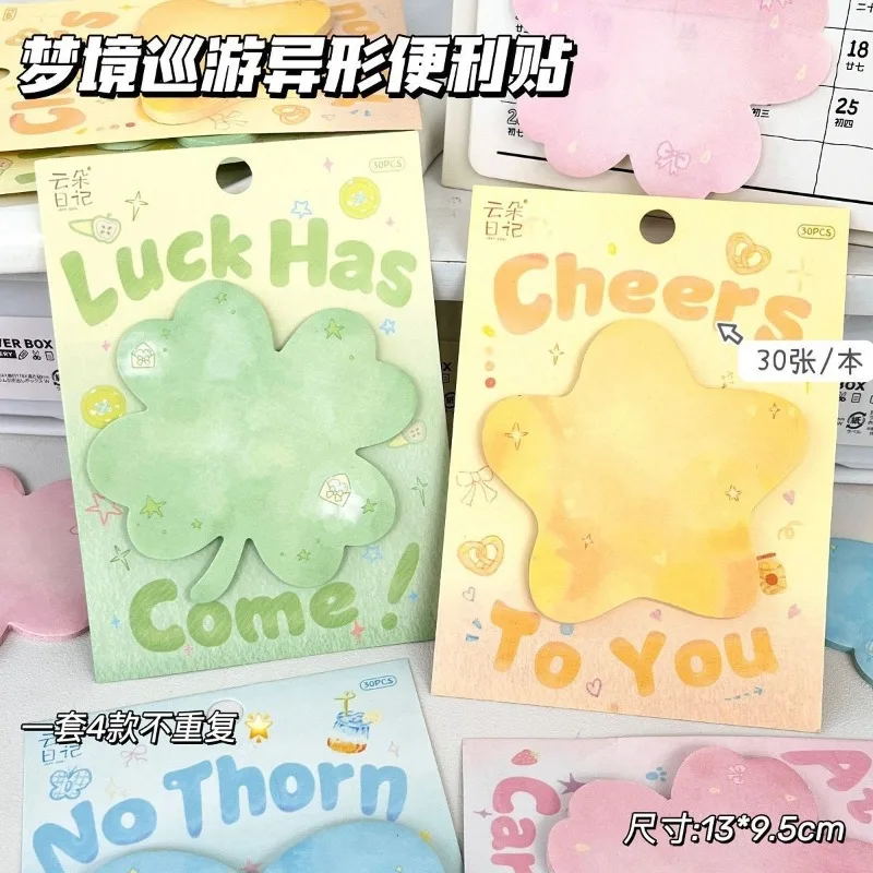 30 Sheets of Paper Special-shaped Notes Ins High-value Students Simple Korean Sticky Message  Journaling Stationery Stickers