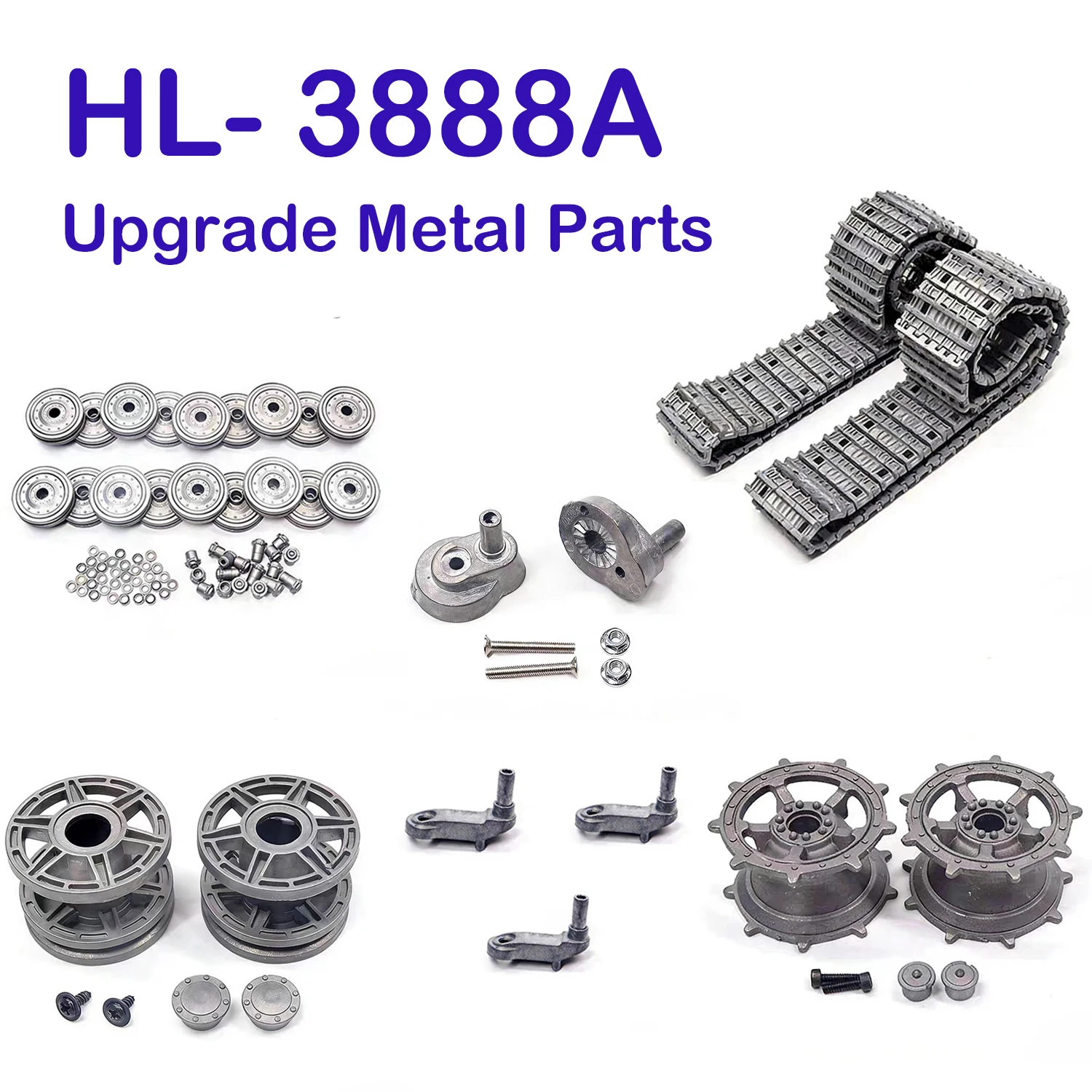 

HENGLONG HL-3888A King Tiger 1/16 RC Tank Metal Upgrade Parts:Drive Wheel, Idler Wheel, Adjustment Seat, Rocker Arm