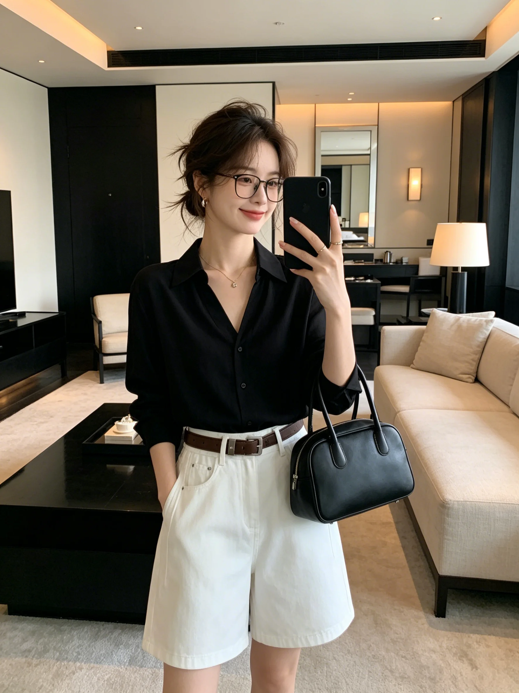 

Джинсовые шорты с высокой талией, утягивающие, свободного кроя, А-силуэт, широкие штанины, длиной до колена, выбеленные белые, прямые джинсы, весенняя новинка