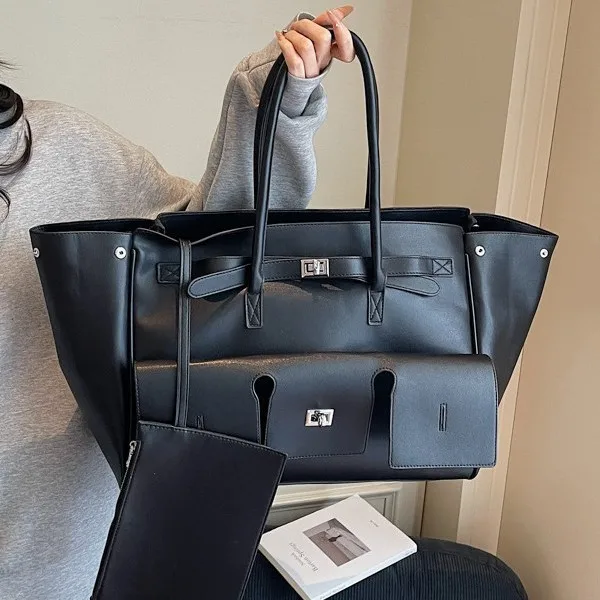 ​ ​ Sac fourre-tout de Niche mat pour femmes, sac à main surdimensionné sous les bras, cuir de grain de galets, résistant à l'eau, cheval de travail, Design essentiel et robuste