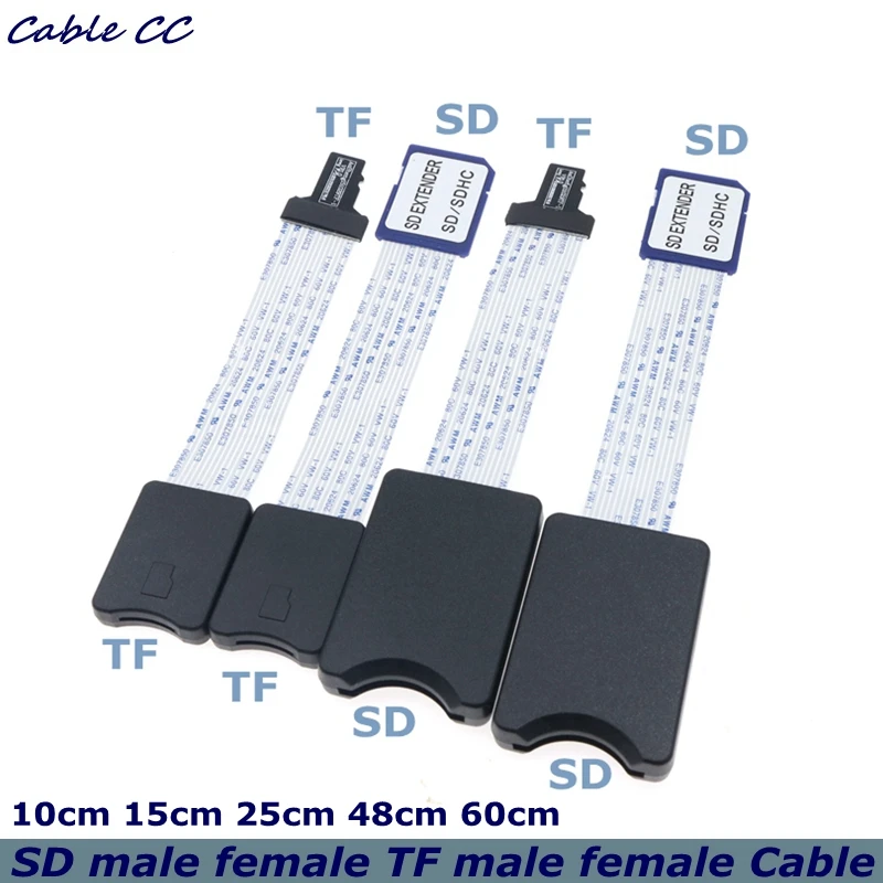 10cm 60cm TF męski żeński na Micro SD żeński męski czytnik kart przedłużacz przedłużacz kabla do samochodu GPS telefon kamera telewizyjna