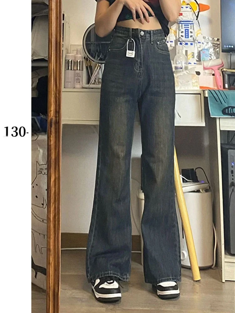 

plus Size Women's Retro Flared Jeans High Waist Straight Leg Casual Denim Pants for Pear aped plus Size Slimming Wide Leg T...