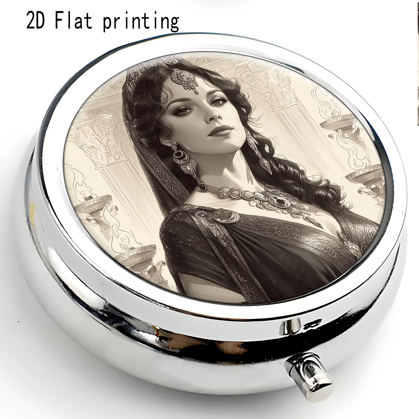 1-piece black lace women's three-compartment portable box with flat single-sided print, suitable for purses or wallets, multifunctional small jewelry and medicine storage box, essential travel organizer, flat design