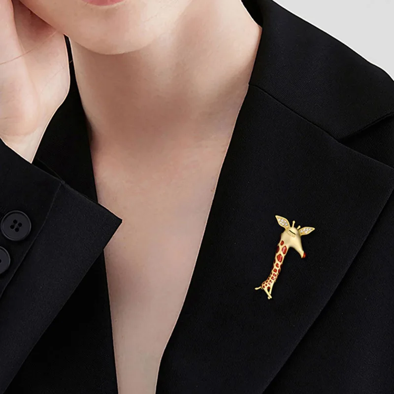 Enamel Giraffe Brooches For Women Unisex Animal Pin Small Cute Clothing Suit Coat Bag Accessories Party Daily Banquet Jewelry