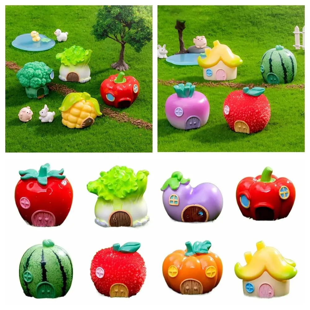 Resin Miniature Fruit House Figurines Multicolor Fairy Garden Desktop Knick-knack Car Ornament Doll House