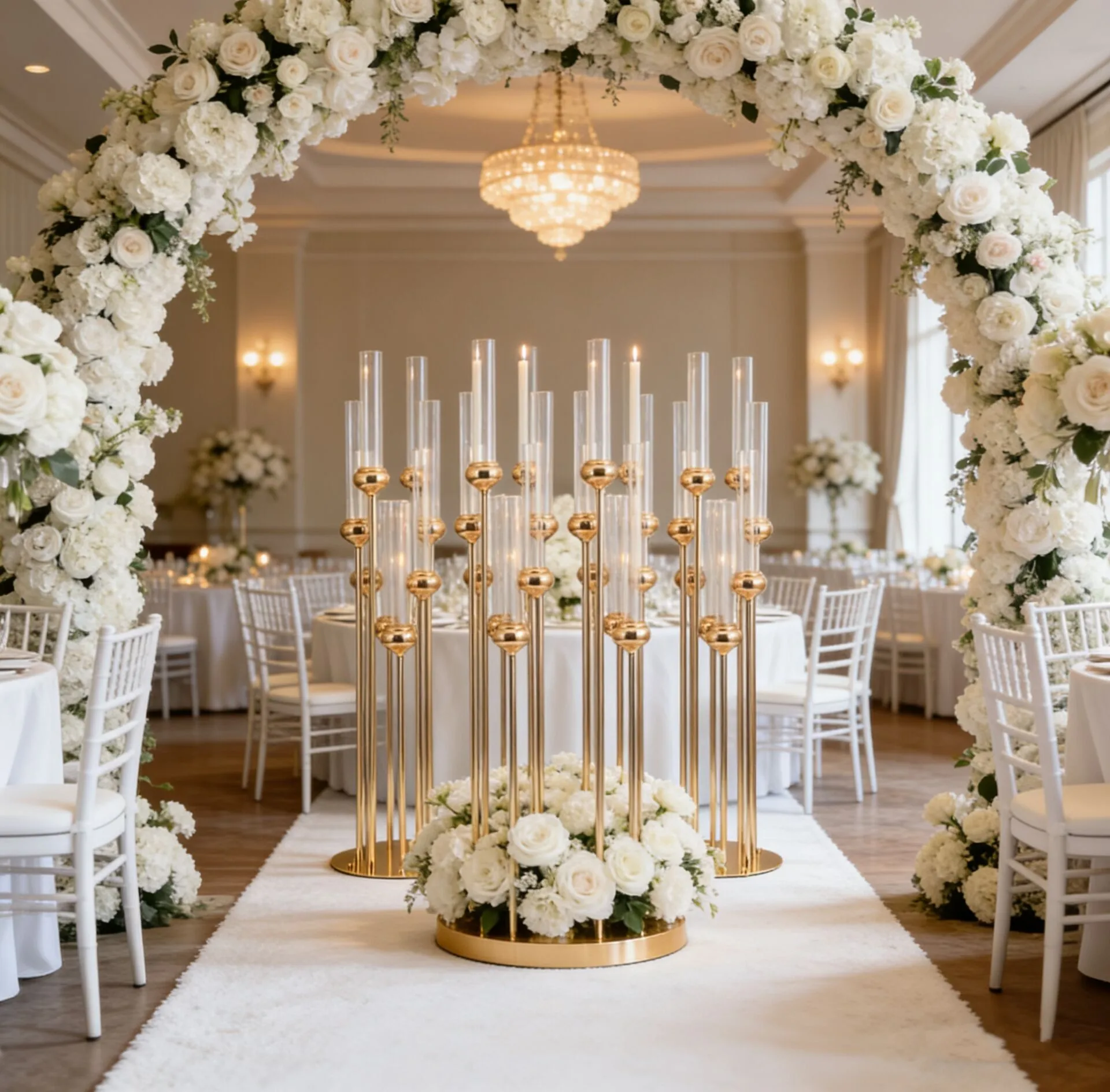 2/4/6/8/10pcs Gold Candelabra 8 Arm Candle Holders Centerpiece for Table Centerpiece Party Decorative Candlestick Holder