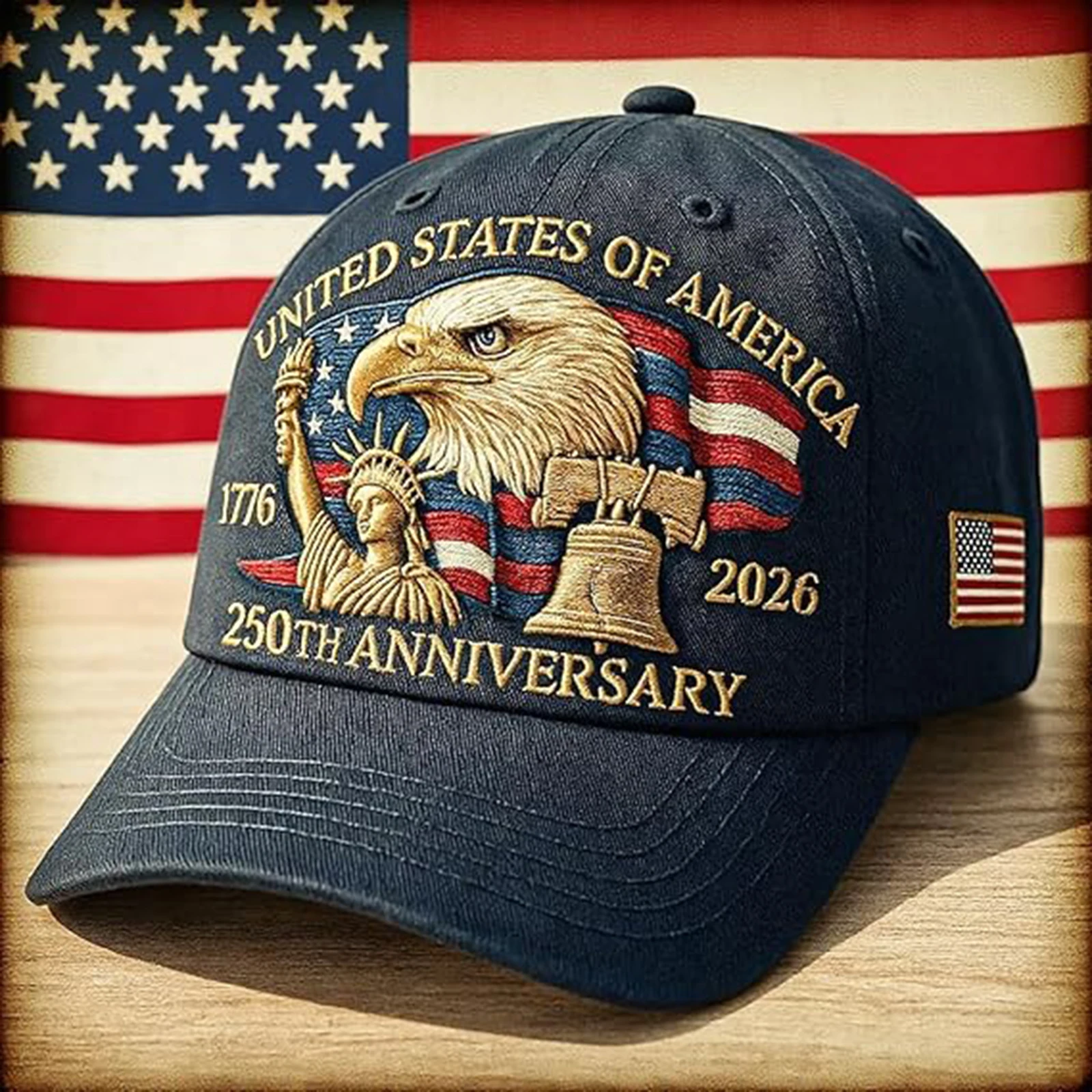 United States 250th Anniversary Cap US Eagle Embroidery Baseball Caps Outdoor Adjustable Patriotic Cap Trucker Hat for Men Women