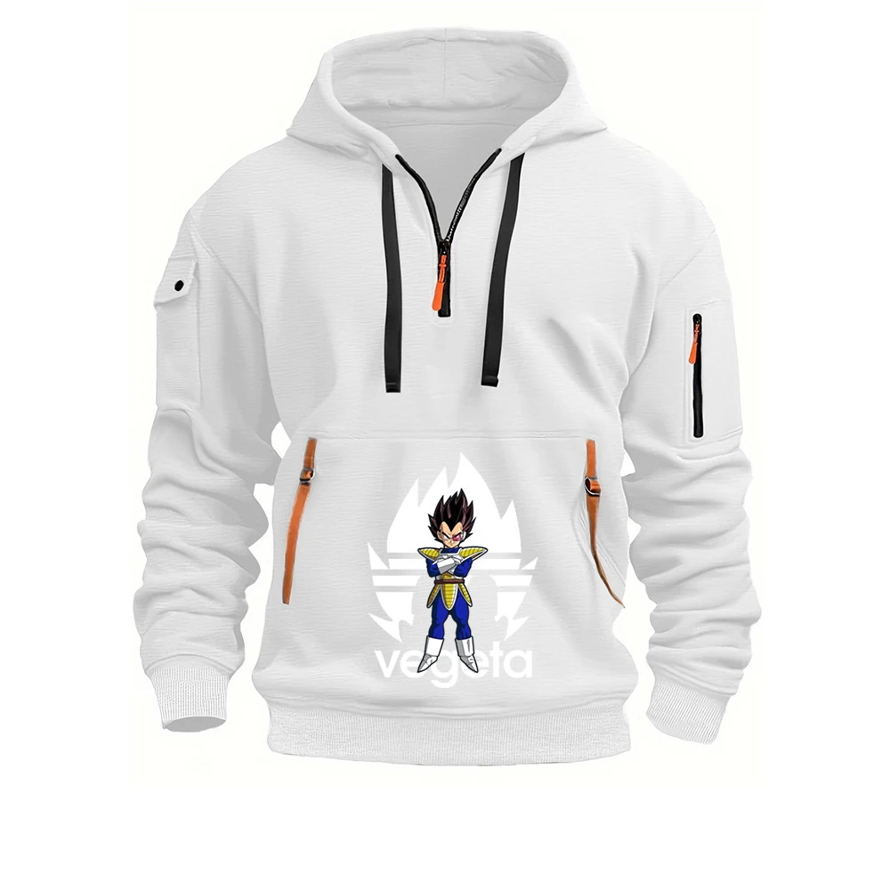 Saiyan Vegeta 2026 Men's Patchwork Pocket Hooded Coat Spring And Autumn Dragon Ball Logo Print Daily Commute Simple Hoodies view 2