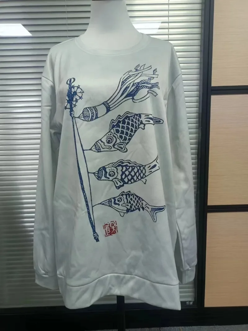 Street Fashion Whale Print pullover donna primavera autunno Indie Y2k O collo manica lunga felpe larghe Vintage top 2024 nuovo