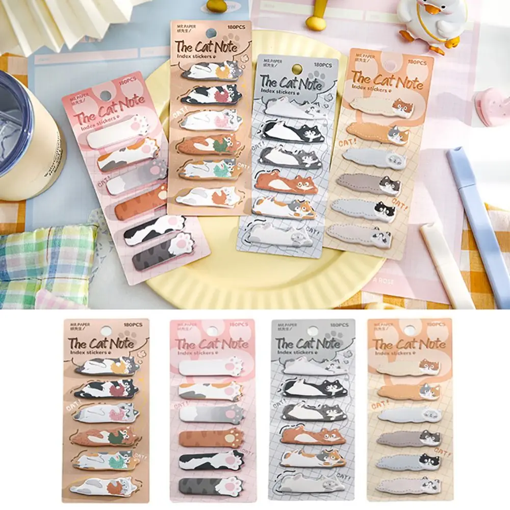 Cute Paper Cat Index Stickers Cartoon School Supplies Writable Page Marker Self Adhesive Calendar Marking Labels