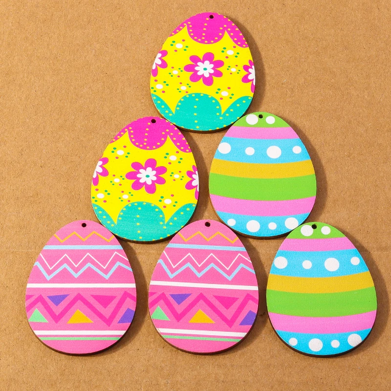 10 Pcs Colorful Easter Egg Charms Pendants for Making Earrings Necklace DIY Easter Day Jewelry Gift Accessories Supplies