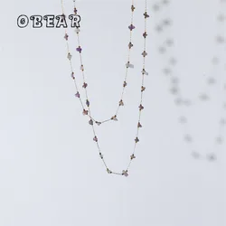 Amethyst Irregular Gold Bead Broken Crystal Necklace for Women Stainless Steel Plated 18K Gold Not Easy To Fade Jewelry