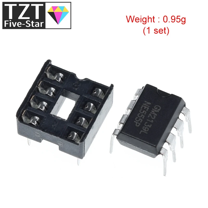 DIYTZT 10 قطع، (5 كل) NE555 NE555P IC 555 لمذبذب برمجة الموقت