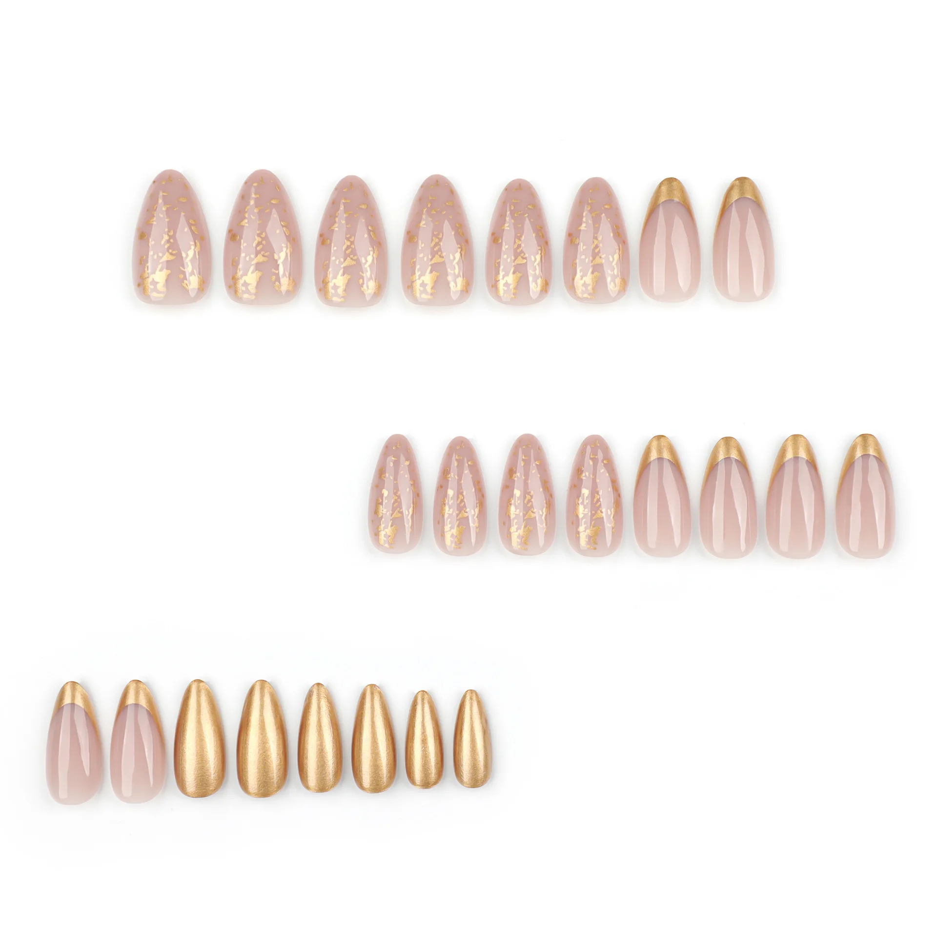 Medium Almond Matte Press on Fake Nails Reusable Nail Tips Exquisite Printed Motifs for Female Office Commute Festival Home