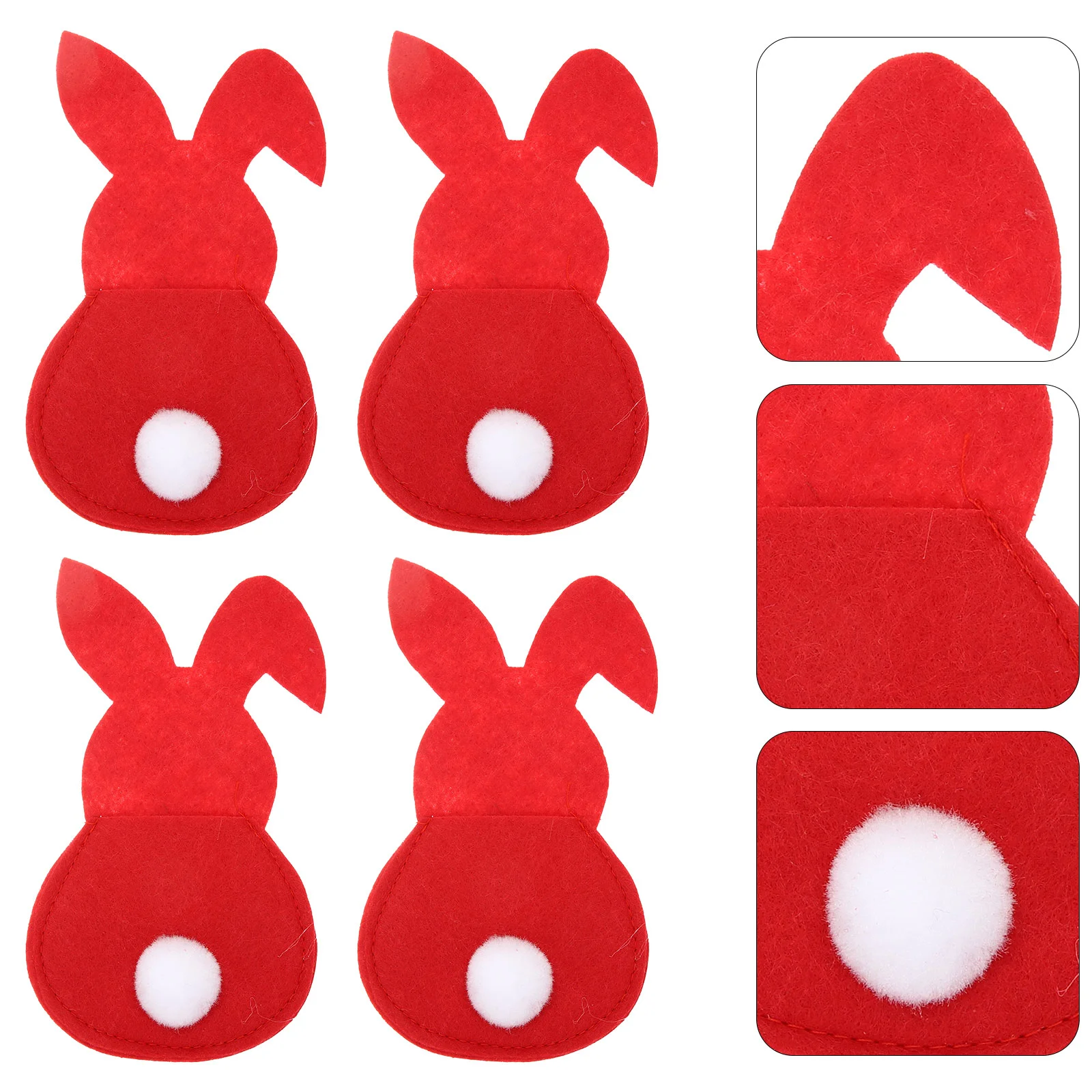 8 Pcs Easter Tableware Holders Rabbit Cutlery Bag Gift Shape Pocket Red Non-woven Fabric Pouches