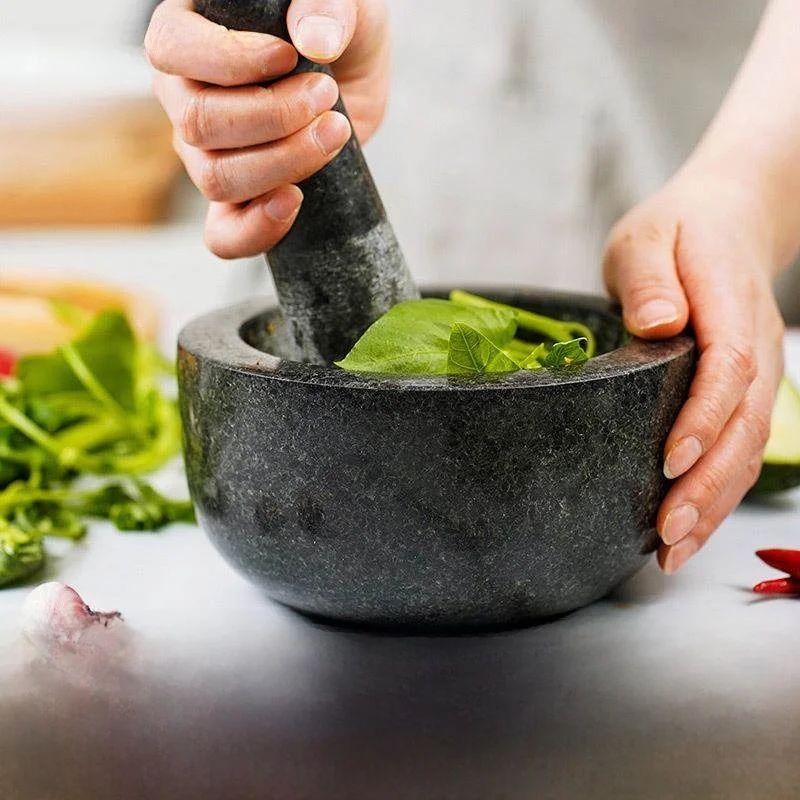 

Marble Manual Garlic Crusher Kitchen Tool Home Use Pestle And Mortar Tool Wooden Material for Grinding And Smashing Garlic