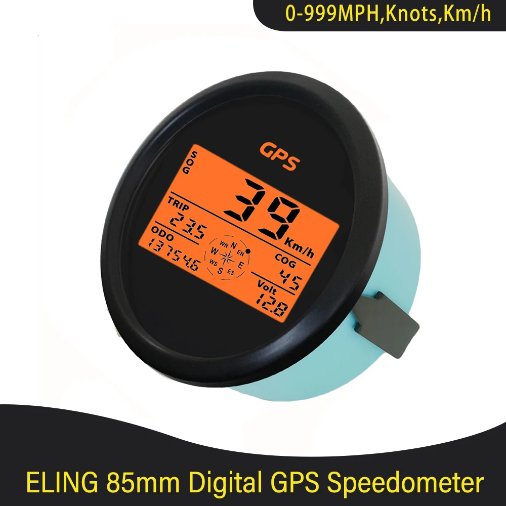 

Waterproof 85mm Digital GPS Speedometer Odometer 0-999knots km/h MPH with 8 Colors Backlight and Voltage for Car Boat Motorcycle