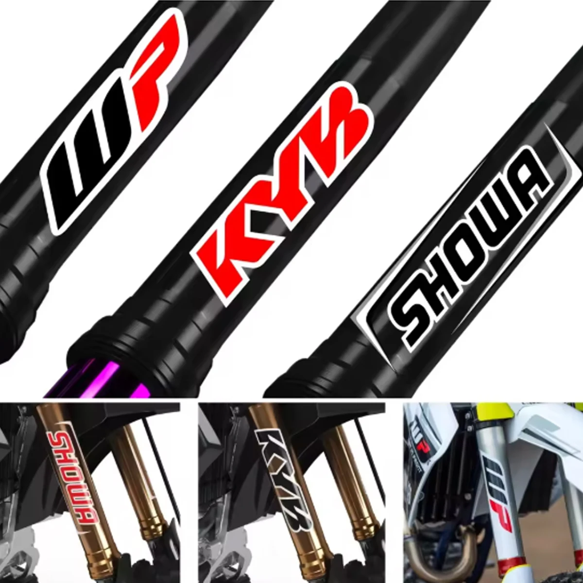 Pegatina reflectante para motocicleta de Motocross, calcomanías de suspensión Showa para horquilla Kyb Wp para Yamaha, Honda, Suzuki, Ktm, Kawasaki, Benelli, Ducati