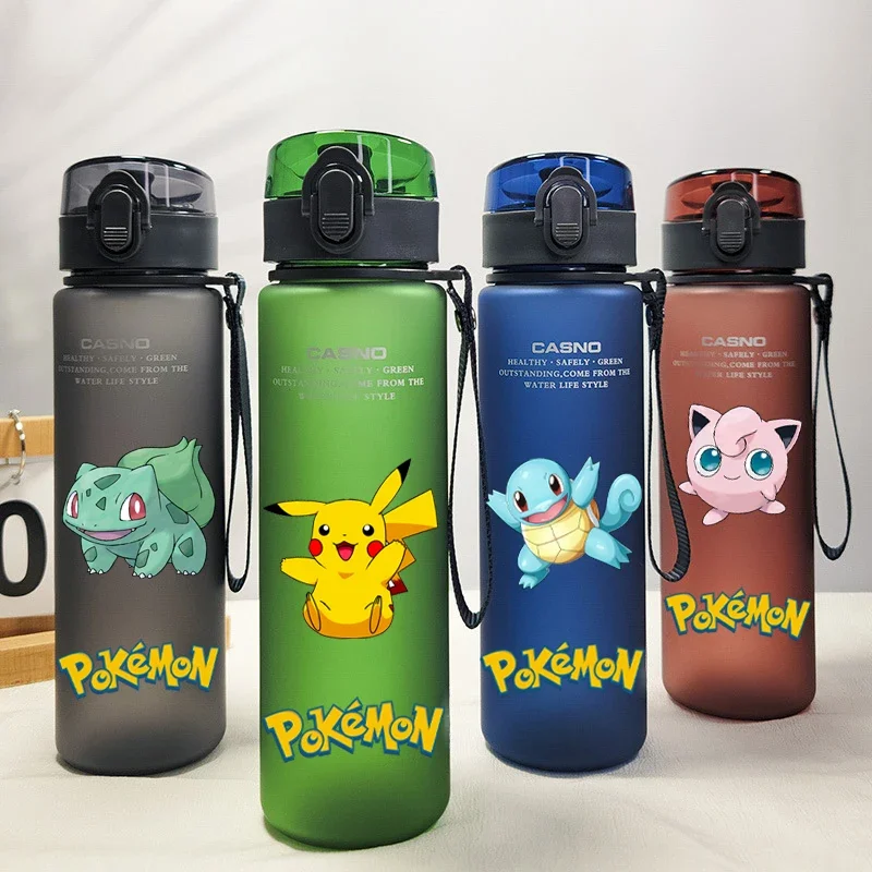 

560 мл Pokemon Pikachu Squirtle Bulbasaur спортивная бутылка для воды мультяшная пластиковая чашка для воды портативная бутылка для фитнеса и напитков чайник подарок