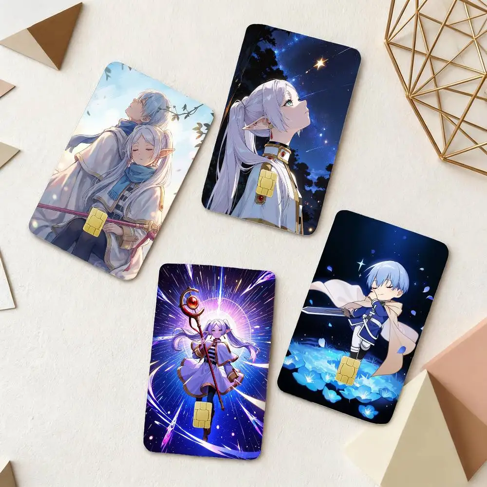 

Anime F-Frieren Beyond J-Journey's End 4pcs 1Set Laser Holographic Sticker Skin Cover for Credit Bank Debit Card