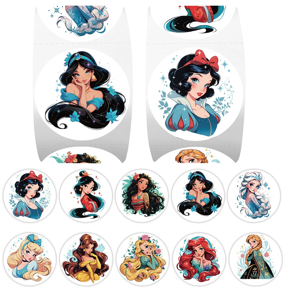 500 قطعة لطيف ديزني الأميرة ملصقات الختم لفة Kawaii الفتيات الجمالية الديكور الشارات DIY بها بنفسك محمول حفلة مكافأة ملصق لعبة Gfit