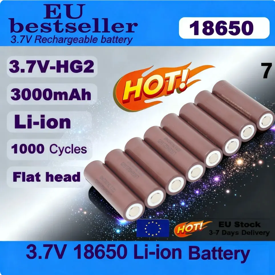 Batterie rechargeable HG2 18650 3000mah, décharge 3.7v 20a, adaptée à l'assemblage de différents types de batteries
