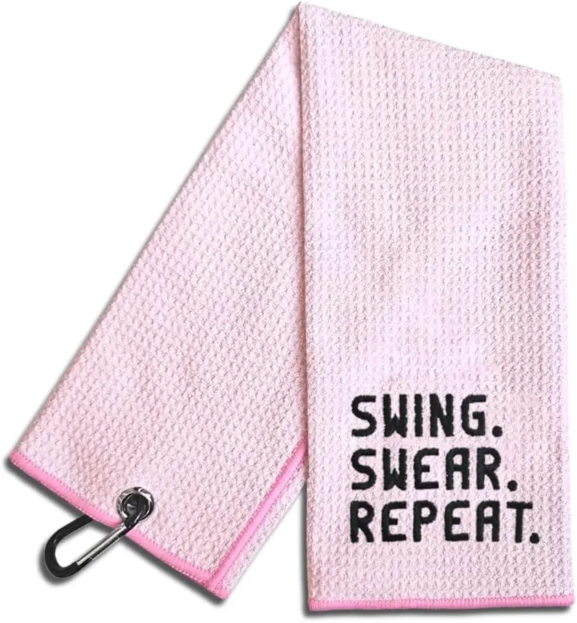 

Funny Embroidered Pink Golf Towel with Clip, Perfect Gift for Mom Sister Aunt Golfer Sport Lover