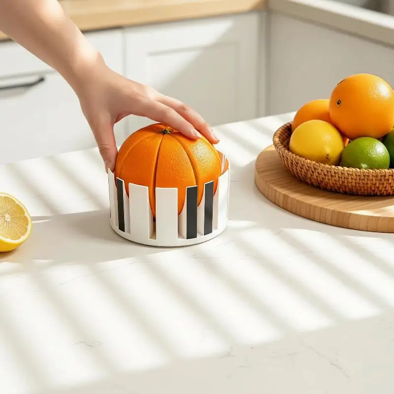 @*3D Printed Orange Slicer Rust Free Non Slip Handle Safe Fruit Cutter Kitchen Must-have for Daily Cooking Use
