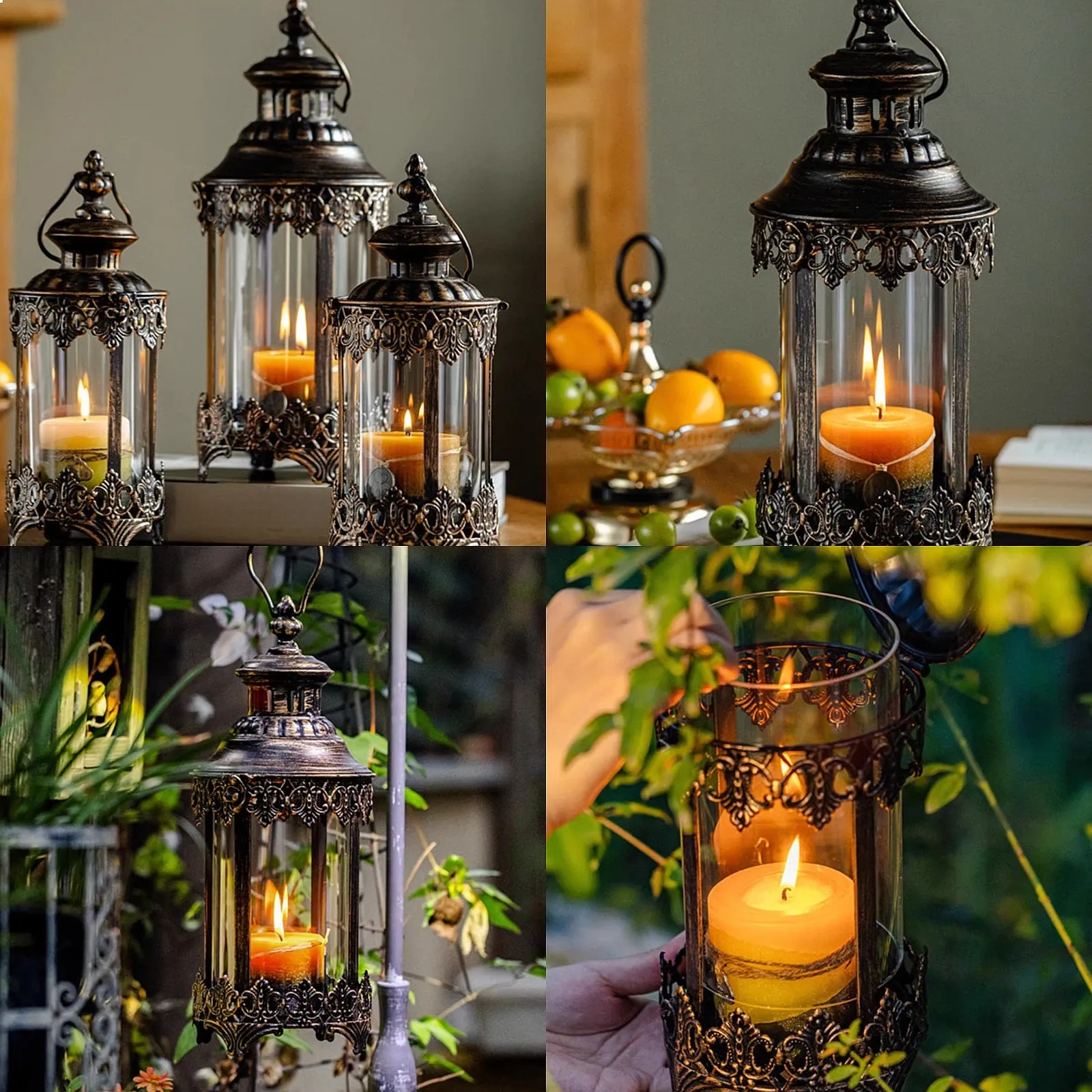 Vintage Iron European Candlestick Ornament Outdoor Camping Windproof Light Romantic Candlelight Props and Decorations Nostalgia