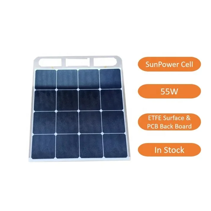 Stock on Sale 23% High Efficiency 55W Watt 9V Sunpower Flexible Solar Panels  for Good Price