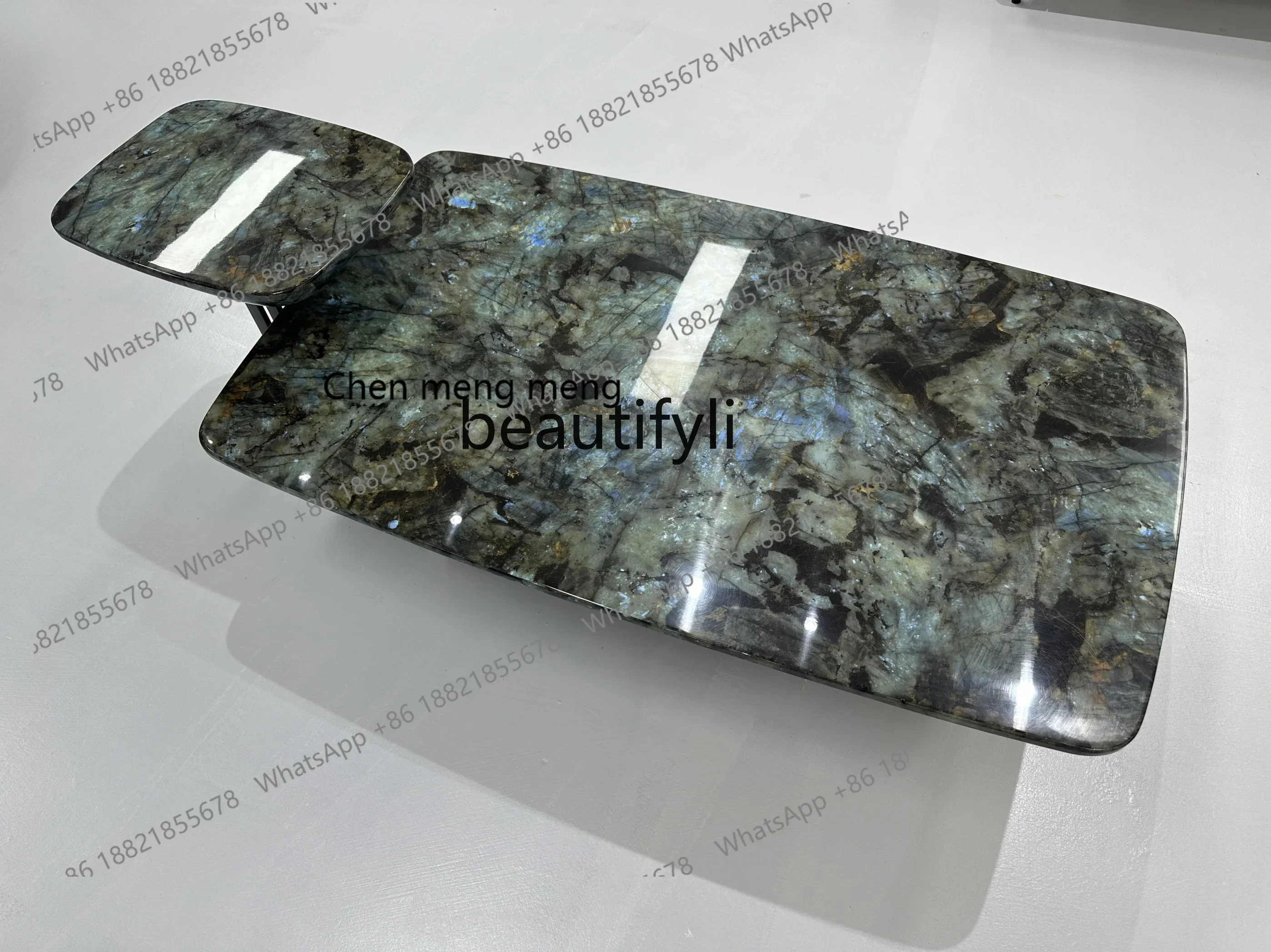 

E153 Natural Luxury Stone Square Coffee Table Microlite Square Mild Luxury Marble Villa Super Crystal Stone Endtable