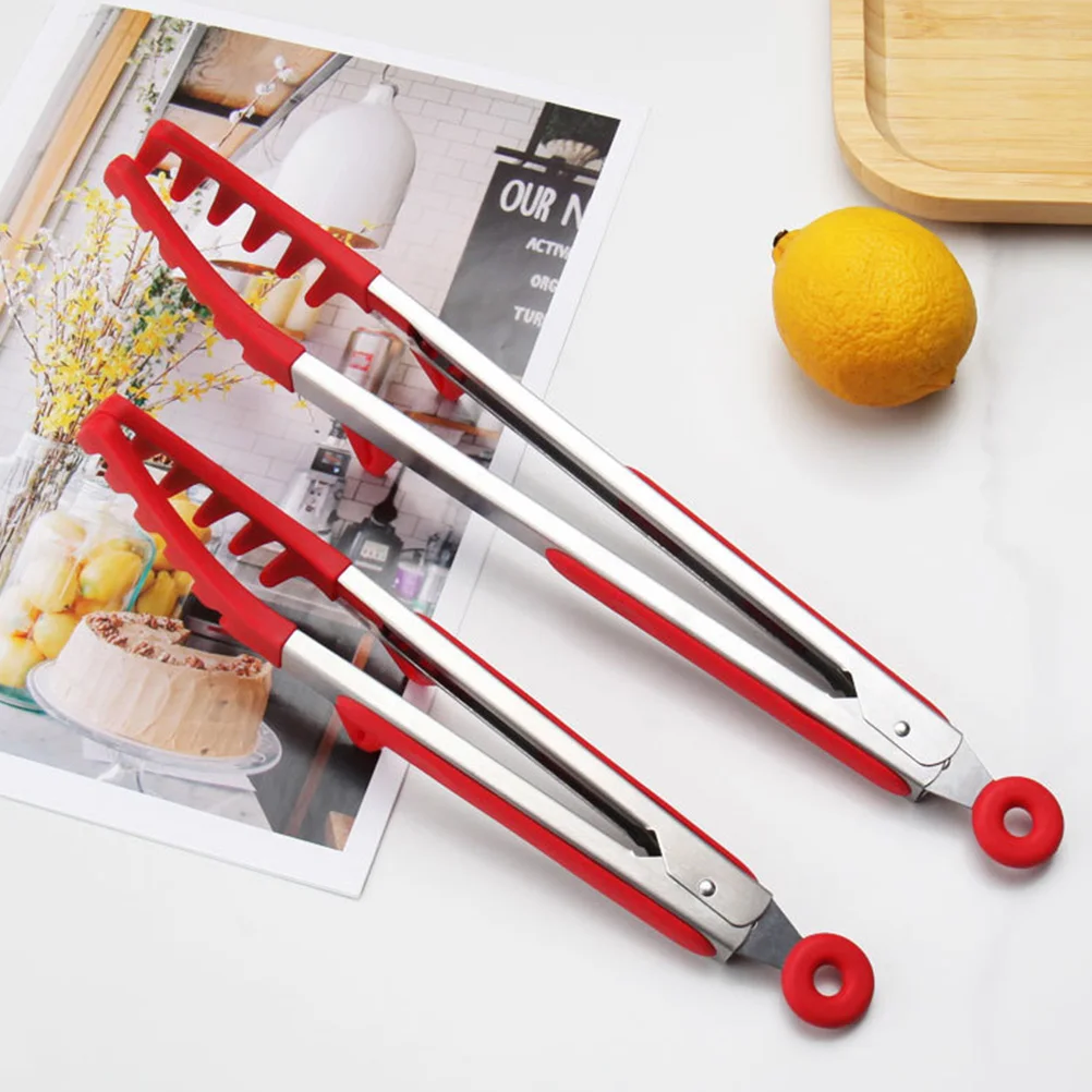 

1pc Silicone Food Tong Heat Resistant Non-Stick For Pasta Spaghetti Cooking Kitchen Tool Reusable Multi-Function Utensil