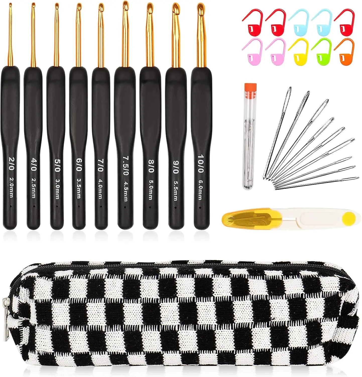 

Crochet Hook Set 31pcs with Ergonomic Grips for Arthritic Hands, Knitting Needles and Crochet Supplies for Beginners