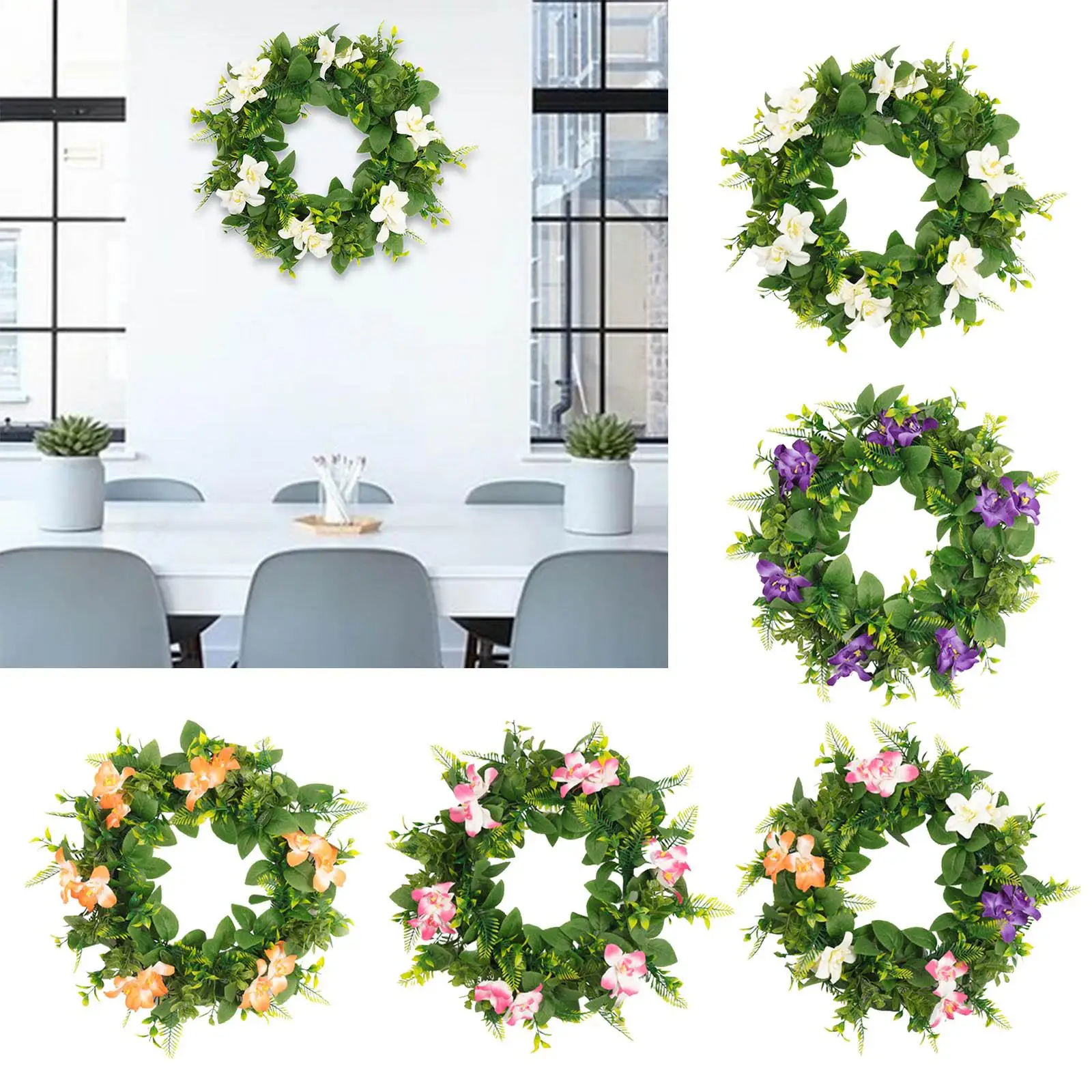 Artificial Violets Flower Wreath Greenery Wreath for Wedding Festival Party