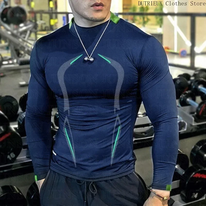 Men's Casual Fitness Quick-drying Sportswear Sports Running Breathable Elastic Slim T-shirt Oversized Multi-color Optional Tee