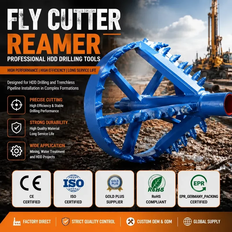 Horizontal Directional Drilling HDD Reamer, Fly Cutter for Pilot Hole Expansion, Custom Sizes, Heavy Drill Accessories