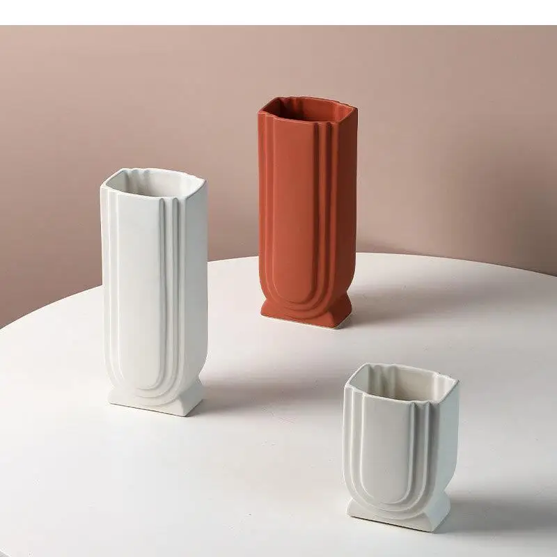 Imagem -04 - Vaso de Cerâmica em Forma de u Listra Vasos de Minimalismo Decoração de Mesa Flores Artificiais Arranjo Floral Decorativo