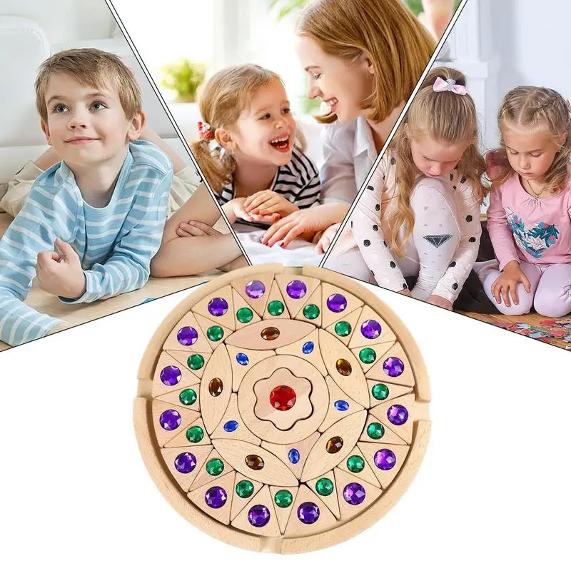 Décennie s de Pierres Précieuses Arc-en-ciel en Bois, Puzzle à Empiler pour Enfant