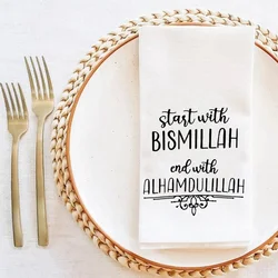 2pcs Bismillah Alhamdulillah napkins Muslim Islamic Ramadan Kareem Eid Mubarak happy Al Adha suhoor Iftar dinner decoration gift