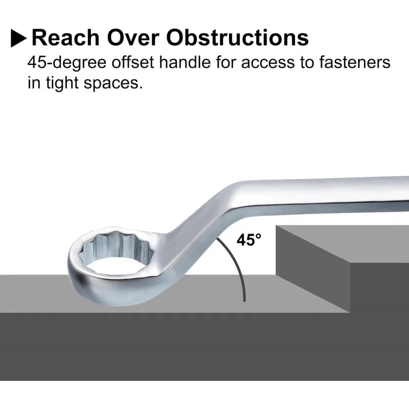 ประแจปลายกล่องคู่ออฟเซ็ต 2 ชิ้น 14 มม- x17 มม. ประแจกล่องชุบเหล็ก 12 จุดเมตริก